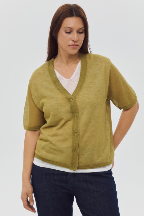 трикотажный кардиган от бренда снежная королева вид слева