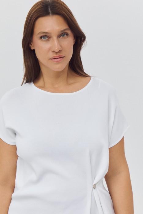 трикотажный топ с драпировкой из россии вид сбоку