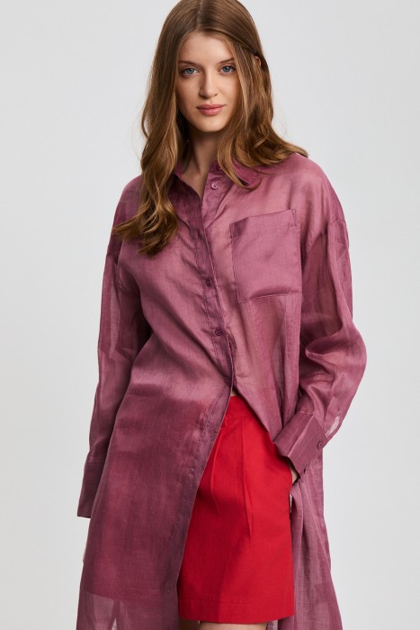 удлиненная блузка изо льна от бренда снежная королева вид слева