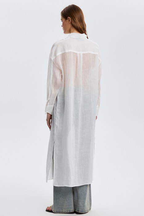 удлиненная блузка изо льна по цене 5650 руб вид справа