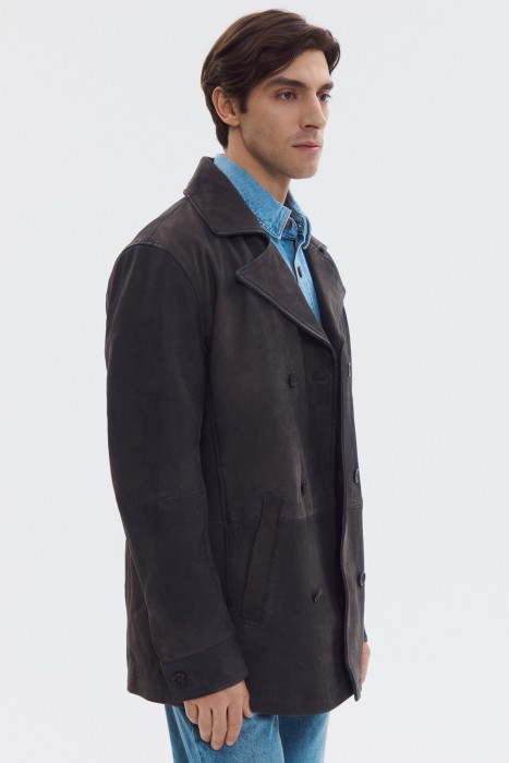 удлиненная куртка из натуральной кожи 801652003 фотография