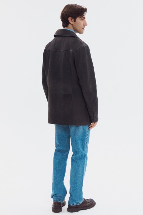 удлиненная куртка из натуральной кожи по цене 16790 руб вид справа