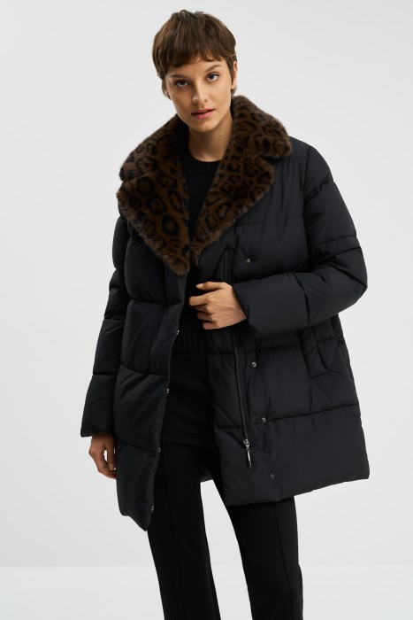удлиненная куртка с меховой отделкой 787160003 фотография