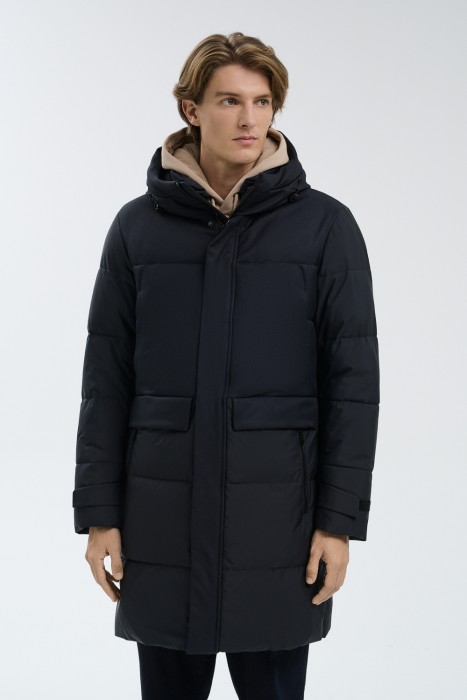 удлиненная зимняя куртка от бренда снежная королева вид слева