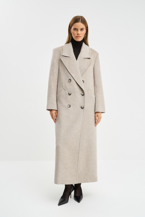 удлиненное пальто от бренда снежная королева вид слева