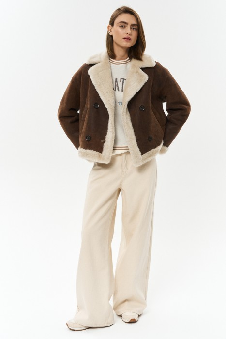 укороченная дубленка из овчины 794911003 фотография