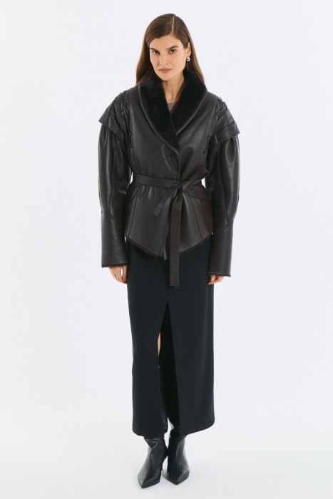 укороченная дубленка из овчины 793489003 фотография