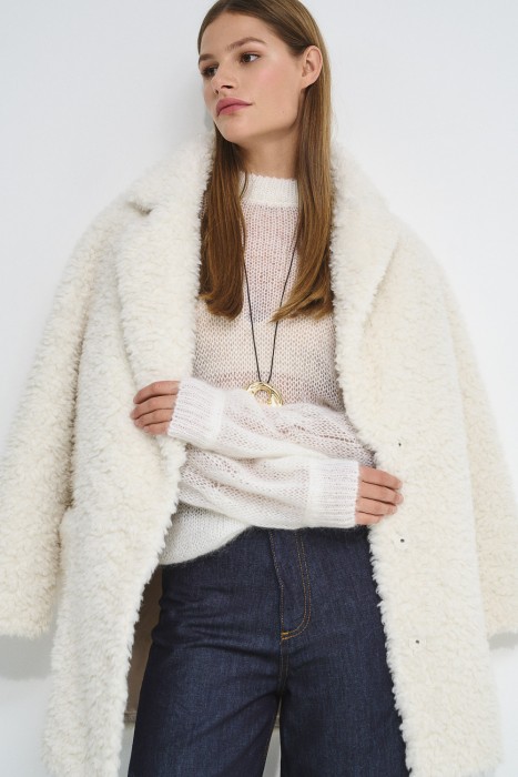 укороченная шуба из овечьей шерсти 734209003 фотография