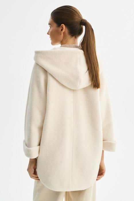 укороченное пальто из шерсти с капюшоном по цене 13040 руб вид справа