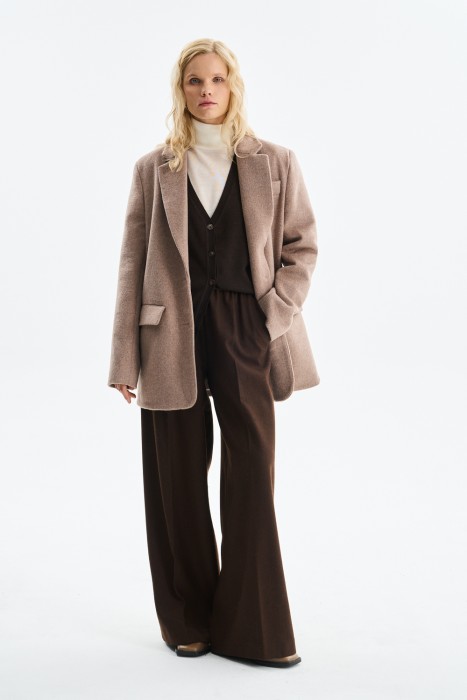 укороченное пальто из шерсти 797727003 фотография