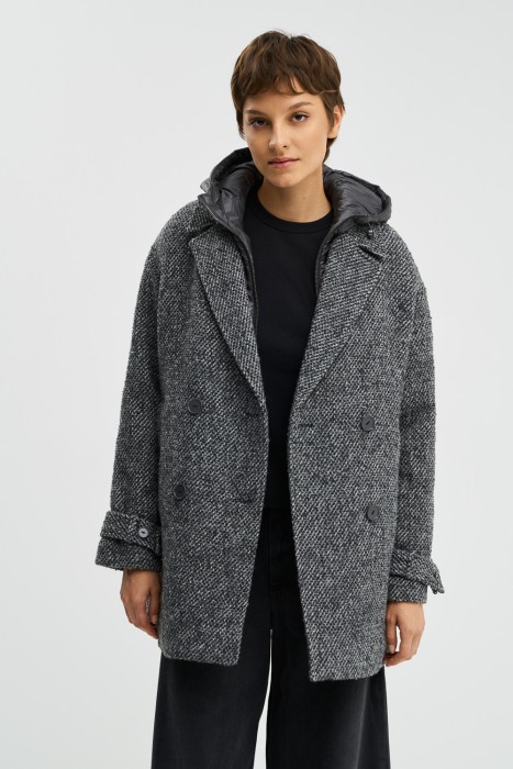 укороченное пальто с капюшоном 774505003 фотография