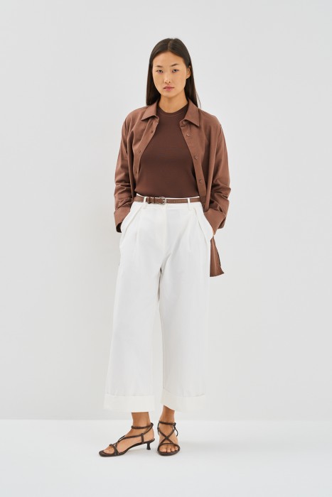 укороченные брюки из хлопка 755607003 фотография