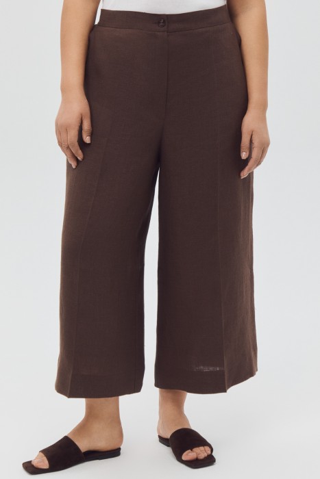 укороченные брюки изо льна от бренда снежная королева вид слева
