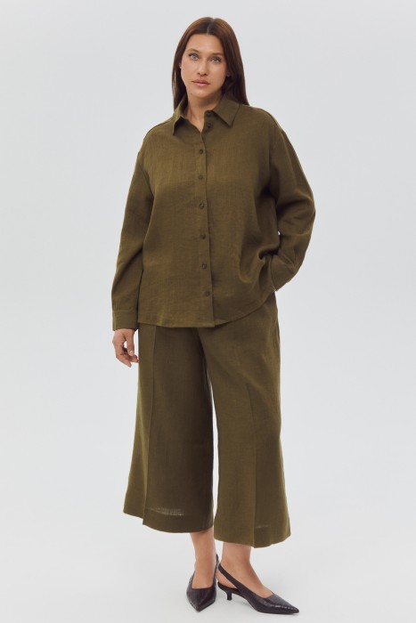 укороченные брюки изо льна 823917003 фотография