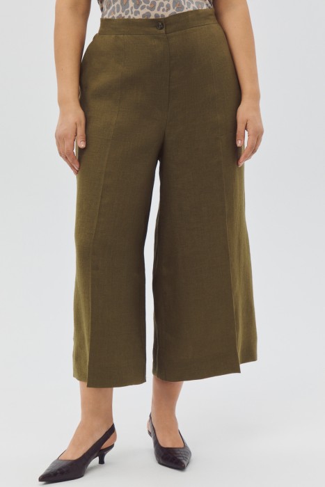 укороченные брюки изо льна от бренда снежная королева вид слева