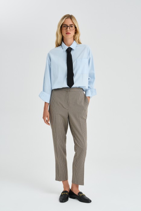 укороченные брюки в клетку 790026003 фотография