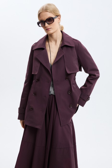 укороченный тренч от бренда снежная королева вид слева