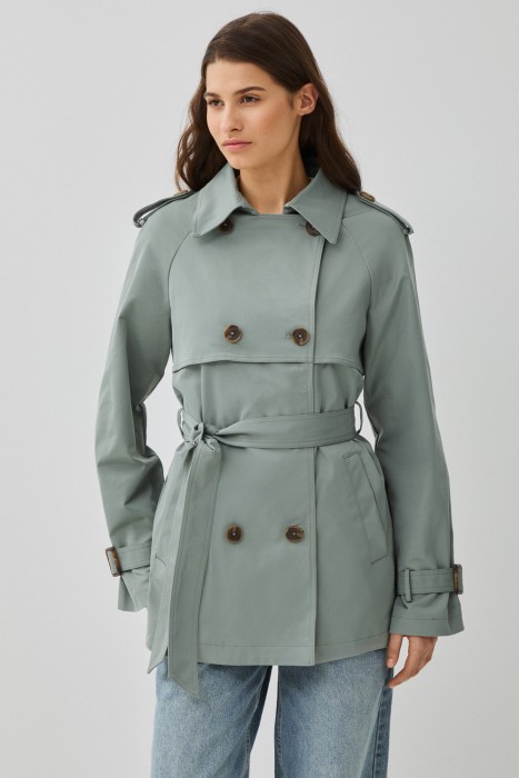 укороченный тренч от бренда снежная королева вид слева