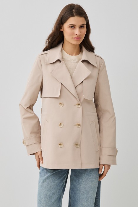 укороченный тренч от бренда снежная королева вид слева