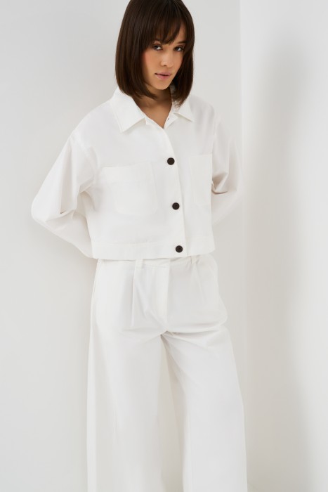 укороченный жакет из хлопка 755278003 фотография