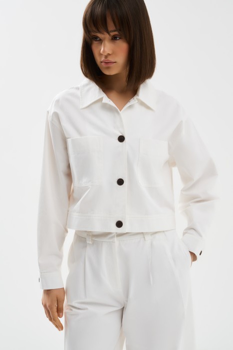 укороченный жакет из хлопка от бренда снежная королева вид слева