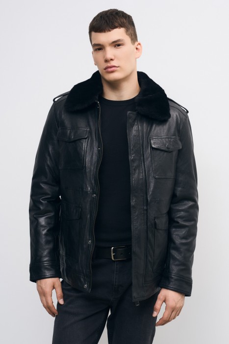 утепленная кожаная куртка 771699003 фотография