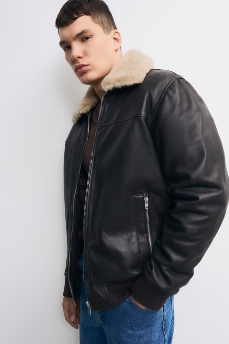 утепленная кожаная куртка 771466003 фотография