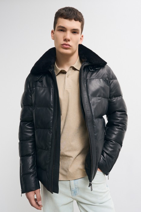 утепленная кожаная куртка 771810003 фотография