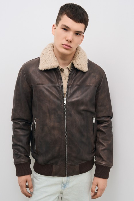 утепленная кожаная куртка 771471003 фотография