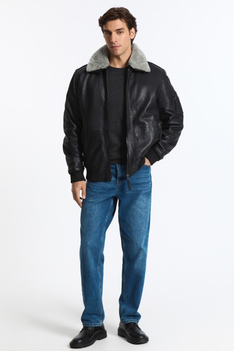 утепленная кожаная куртка 771796003 фотография