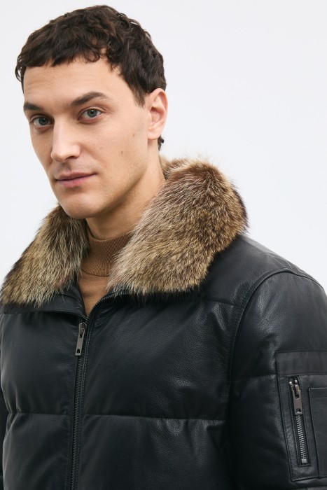 утепленная кожаная куртка из россии вид сбоку