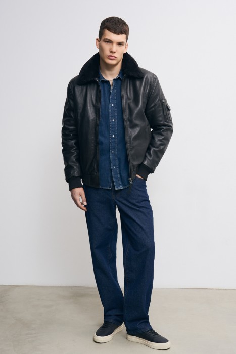 утепленная кожаная куртка 771798003 фотография