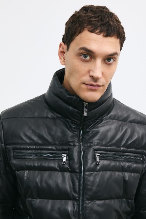 утепленная кожаная куртка из россии вид сбоку