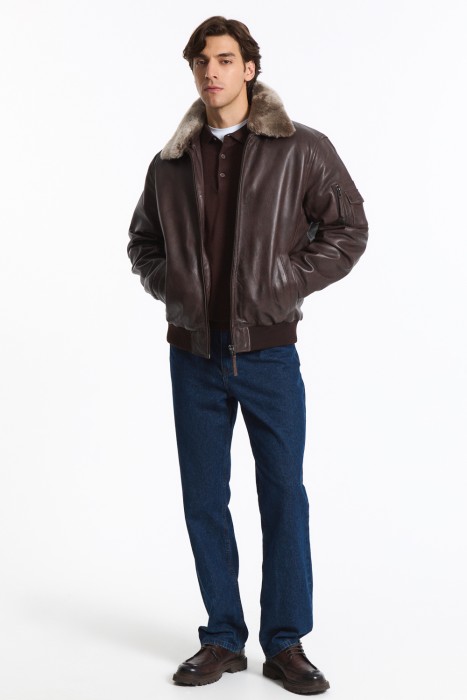 утепленная кожаная куртка из россии вид сбоку