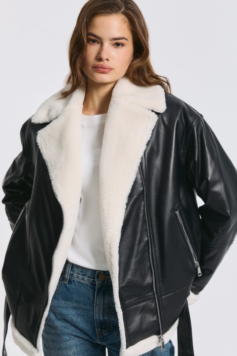 утепленная кожаная куртка 796474003 фотография