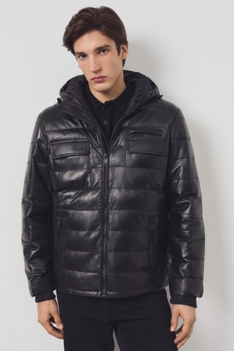 утепленная кожаная куртка 790457003 фотография