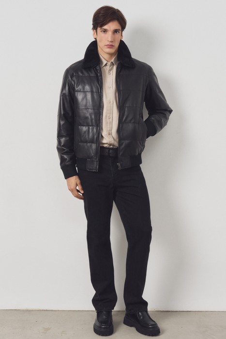 утепленная кожаная куртка из россии вид сбоку