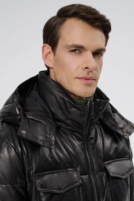 утепленная кожаная куртка из россии вид сбоку