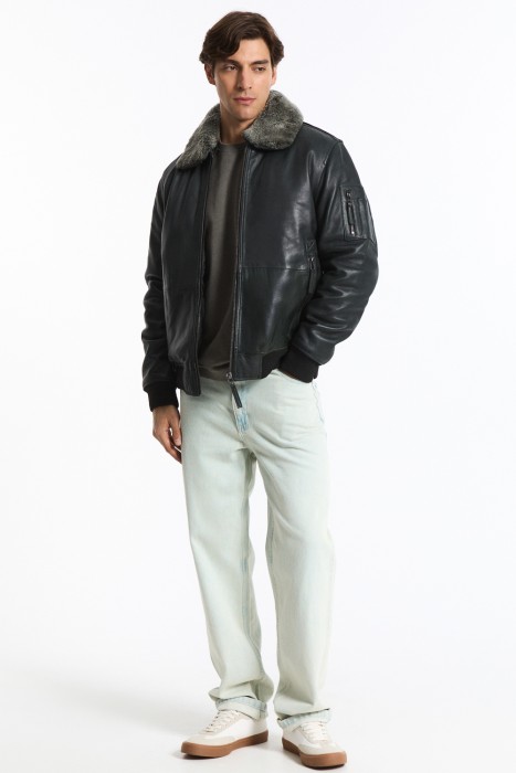 утепленная кожаная куртка 771793003 фотография