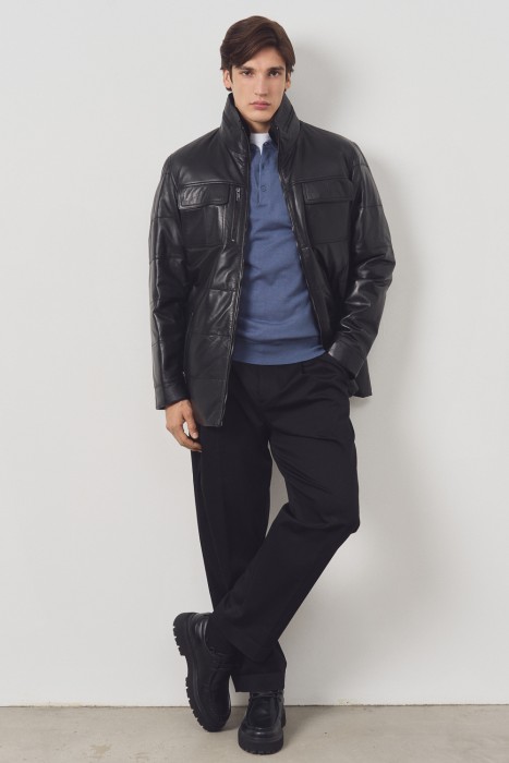 утепленная кожаная куртка 790456003 фотография