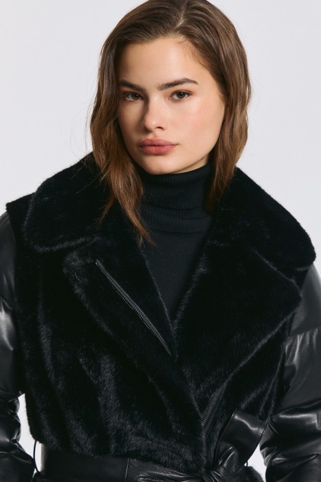 утепленная куртка из натуральной кожи из россии вид сбоку