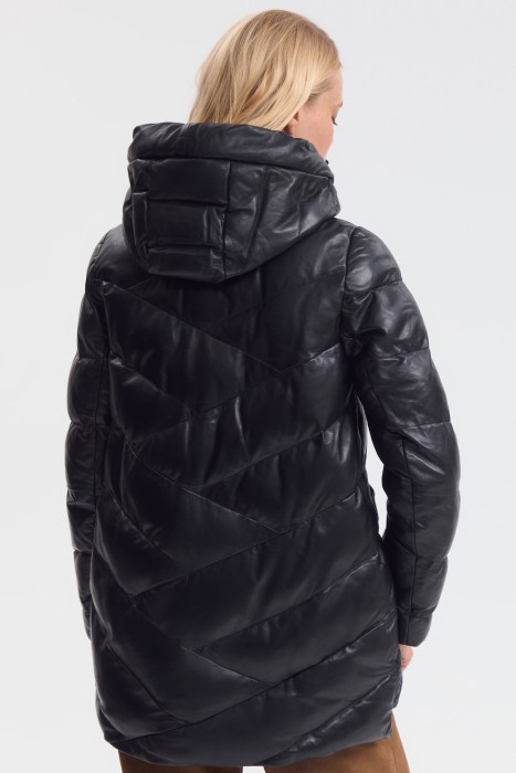 утепленная куртка из натуральной кожи по цене 8960 руб вид справа