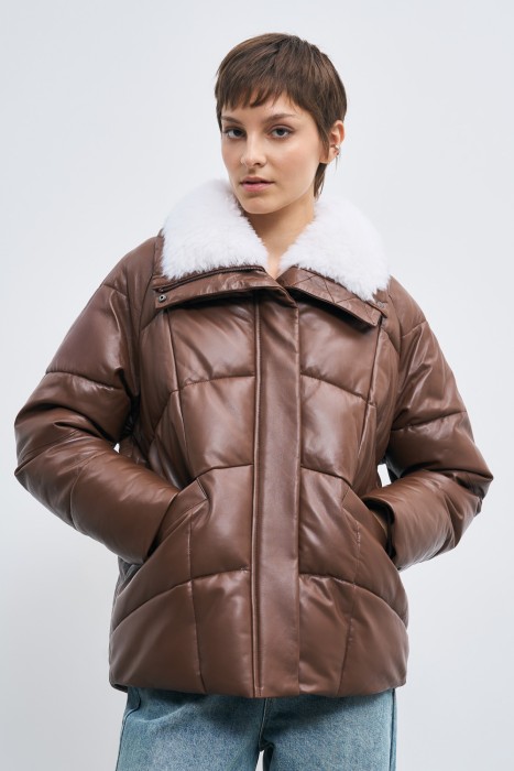 утепленная куртка из натуральной кожи 778357003 фотография