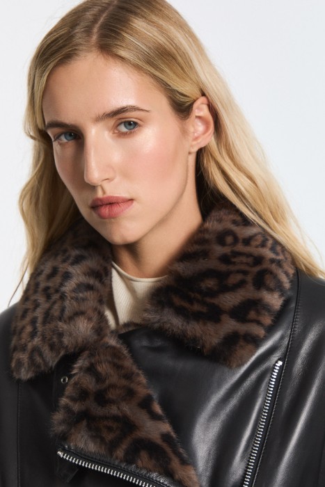 утепленная куртка из натуральной кожи из россии вид сбоку