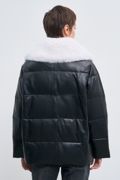 утепленная куртка из натуральной кожи по цене 13040 руб вид справа