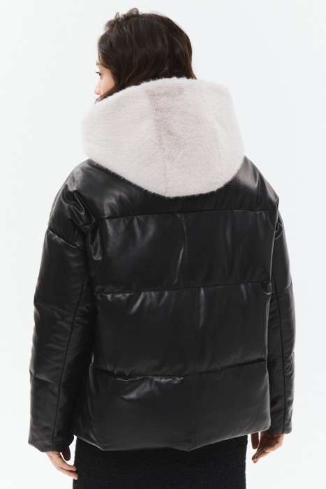 утепленная куртка из натуральной кожи по цене 21200 руб вид справа