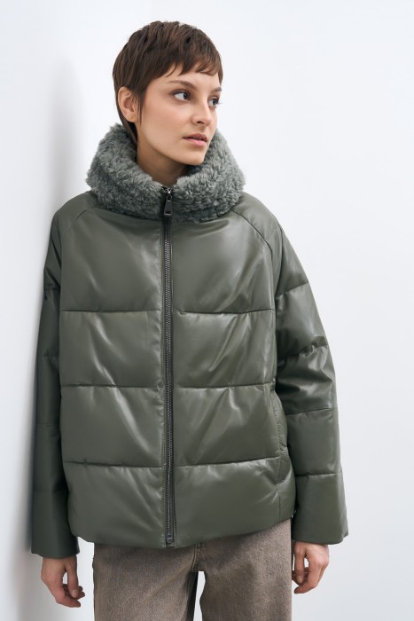 утепленная куртка из натуральной кожи 778447003 фотография