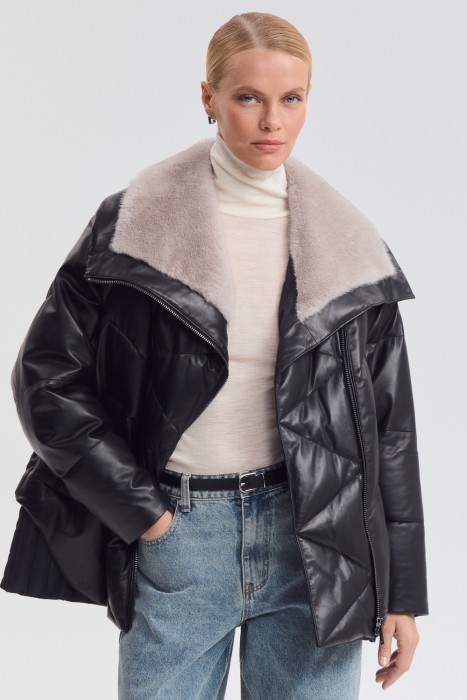 утепленная куртка из натуральной кожи 778356003 фотография