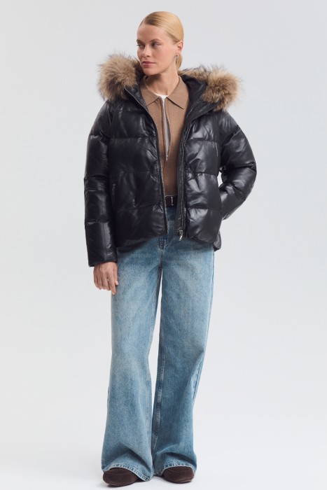 утепленная куртка из натуральной кожи 776266003 фотография