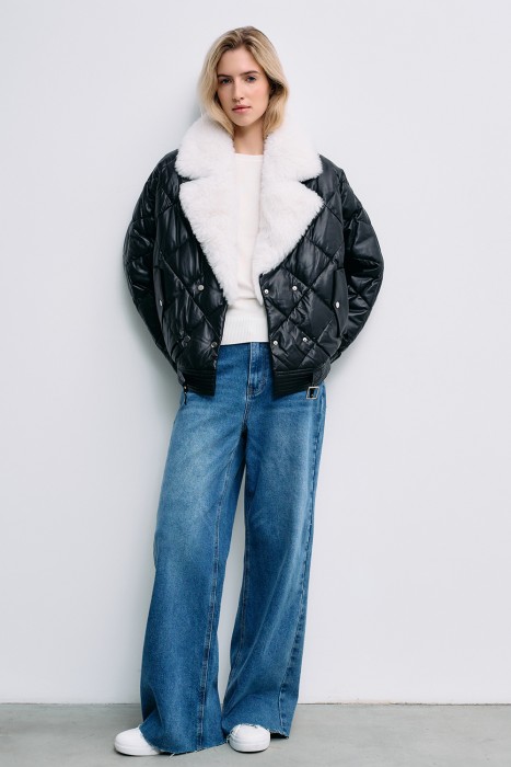 утепленная куртка из натуральной кожи 778294003 фотография